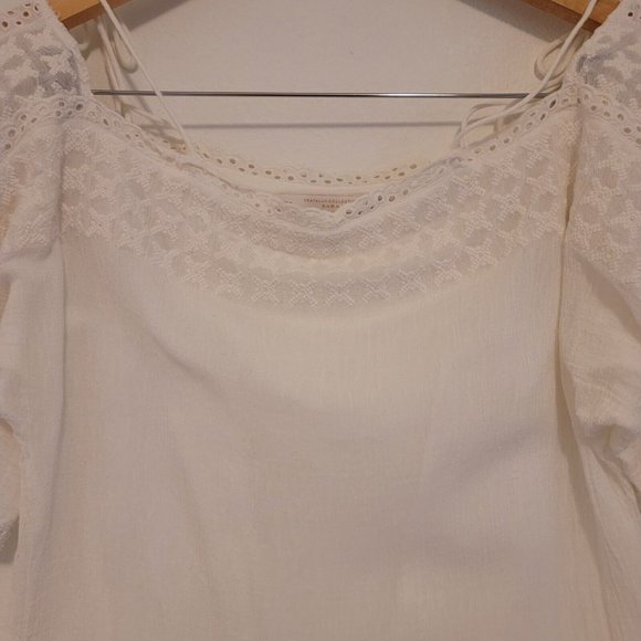 Zara Womens Size XS White Cotton Eyelet Embroidered Gauze Mini Dress Boho Beach - Picture 3 of 12